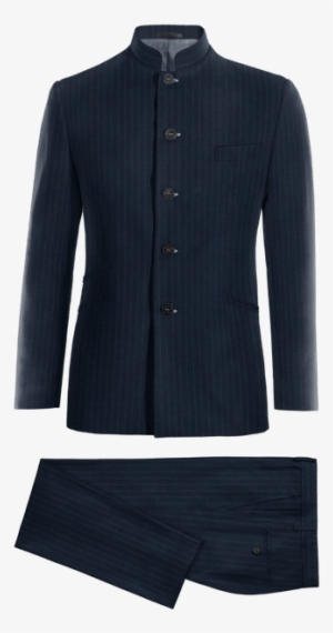 New Traje Azul Mao A Rayas - Mens Double Breasted Navy Suits #3440738
