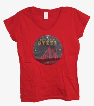 Gildan Women's 2nd Logo V Neck- Red - T-shirt #3440831