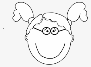 How To Set Use Girl Pigtails & Glasses Outline Icon - Printable Template Happy Face #3442840