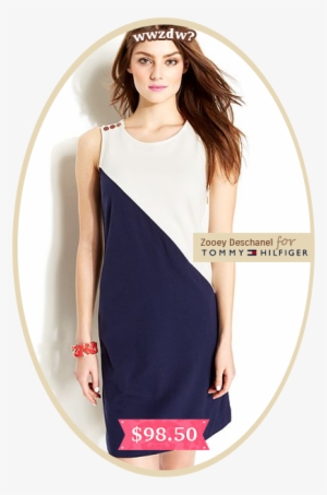Sleeveless Colorblocked Button-shoulder Shift Dress - Dress #3445031