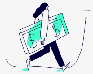 An Illustration Of A Woman Carrying Away Their Money - Help Scout #3447110