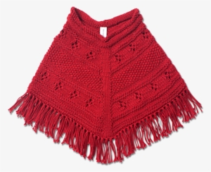Hand Knitted Classic Red Poncho - Hand Knitting #3449967