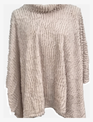 4492 Stripe Texture Faux Fur Poncho Beige - World Wide Web #3450380