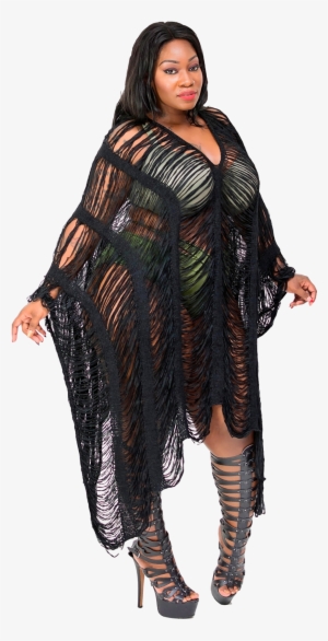 Free Size "kayde" Frayed Crochet Poncho Top Swim Cover - House Reyne Soldiers #3451065