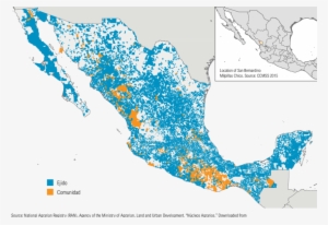 Map Of Ejidos And Comunidades In Mexico - Nucleos Agrarios En Mexico #3454730