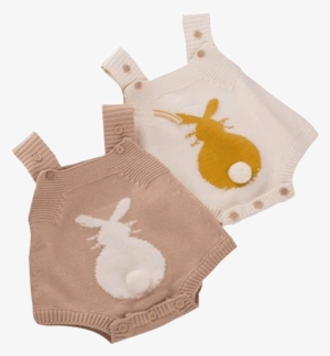 Bunny Tail Knitted Playsuit - Romper Suit #3458520