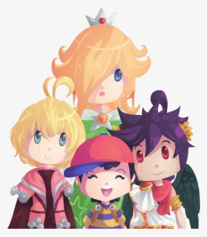 Ness, Rosalina, Shulk And Dark Pit - Cartoon #3459271