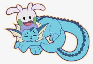 Vaporeon Resting With His Friend Goomy - Cartoon #3460467