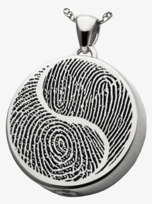 Silver Round 2 Fingerprints Yin Yang Jewelry With Compartment #3468379