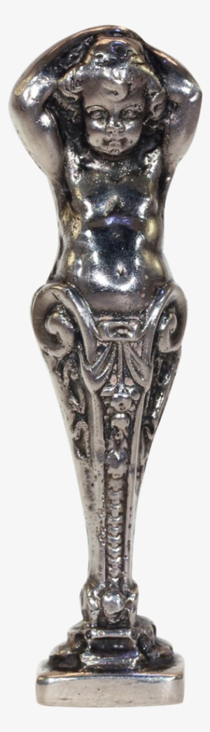Antique Silver Victorian Seal Child Cherub - Silver #3470757