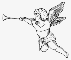 Cool Cherub Angel With A Pipe Tattoo Design - Angel Vector #3471018