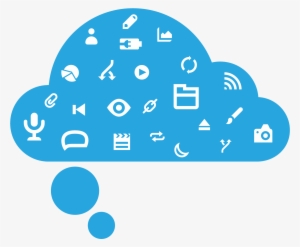 Dmc Logo Of A Blue Thought Bubble Cloud With Icons - Logo #3471213