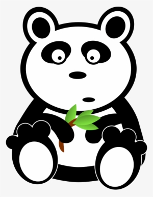 Pandas And Bamboo Leaves - Panda Clipart Black And White Png #3481943