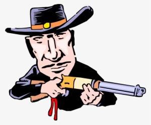 Vector Illustration Of Old West Gunslinger With Shotgun - Cartoon Gunslingers Transparent #3491391