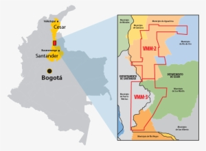 The Area Includes Parts Of The Cesar And Santander - Colombia Map Vector #3495980