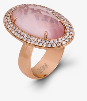 14kr Ring With Rose Quartz And Diamonds - Quartz #3496566