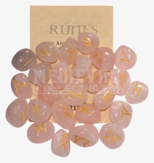 Rose Quartz Set Of Rune Stones - Gemstone #3496739