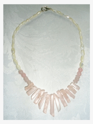 Rose Quartz Fan Necklace - Necklace #3496898