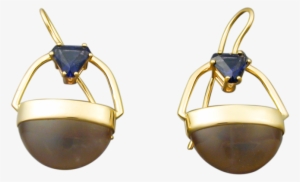 Basket Earrings With Rose Quartz And Iolite - Gold #3496920