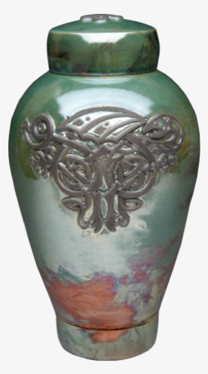 Raku Urn With Intricate Celtic Dragon Design - Celtic Cremation Urns #3499391