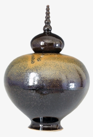 Blue Black And Brown Speckled Glazed Ceramic Urn With - Ceramic #3499536