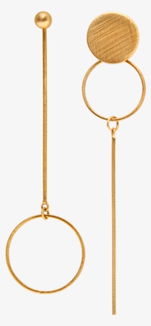 Gold Circle And Plates Earring - Earring #351759