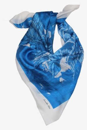 Blue Bouquet Silk Scarf Silk Square - Silk #353070