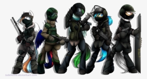 Jadekettu, Bipedal, Clothes, Earth Pony, Goggles, Group, - Mlp Rainbow Six Siege #355146