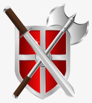 Sword, Battleaxe & Shield - Shield And Sword Clipart #356004