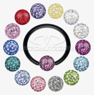 Titanium Ball Closure Ring With Clip In Crystal Ball #357064 Titanium Ball Closure Ring With Clip In Crystal Ball #357064