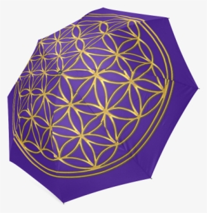 Flower Of Life Gold Foldable Umbrella - Umbrella #357837