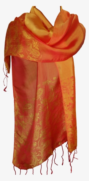 Clipart Black And White Scarf Transparent Silk - Orange Shawl Png #359293
