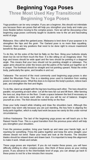 Beginning Yoga Poses - Document #3501286
