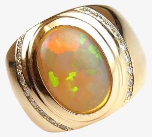 77 Ctw Gents Ethiopian Welo Opal And Diamond Ring - Opal #3501670
