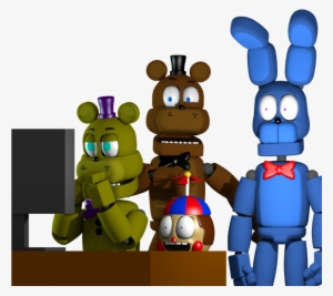 Freddy, Bonnie, Fredbear, And Bb Reacting To Something - Cartoon #3503934