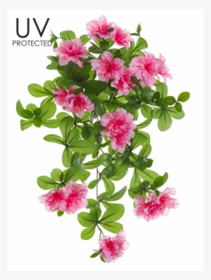 23" Uv Protected Azalea Hanging Bush Cerise - Uv Protected Outdoor Azalea Silk Hanging Bush In Cerise #3505608