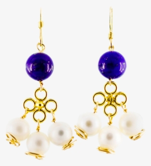 Gold Lapis And Pearl Earrings - Seeds Of Heaven Earrings, Lapis And Pearl Earrings #3509739