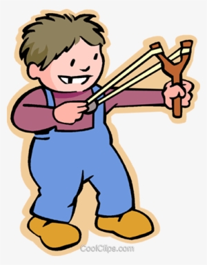 Little Boy With A Slingshot Royalty Free Vector Clip - Menino Com Estilingue Desenho #3510657
