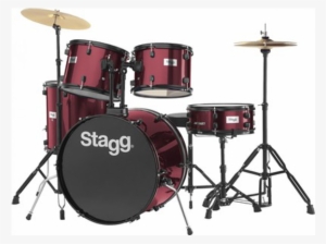 5pcs Drumsets - Stagg Red Drum Kit With Black Hardware #3513127