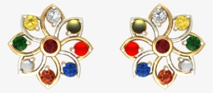 Navratna Free Png Image - Navarthna Studs Gold Designs #3515272