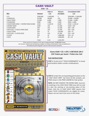 $5 Ticket - Cash Vault Lottery Ticket #3518263