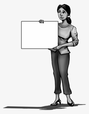 Woman With Sign Png - Cartoon #3535123