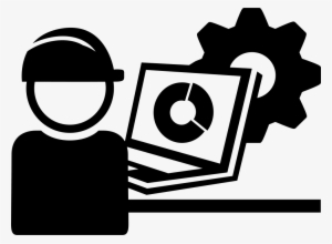 Industry Worker With Cap Protection And A Laptop Comments - Industry Icon Png Black And White #3538676