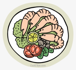 Shrimp Cocktail Royalty Free Vector Clip Art Illustration - Plate Of Food Clip Art #3538926
