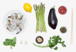 Grilled Shrimp Cocktail With Eggplant Caponata & Asparagus - Prawn Cocktail #3539020