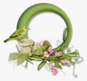Moldura Redonda Com Passarinho Verde Máscara Para - Good Morning Animation #3541173