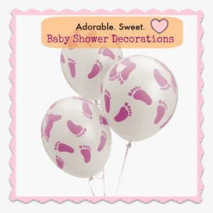 Baby Shower Room Decorations - Pink Latex Baby Footprints Balloons #3542416