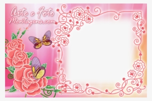 Borboletas E Rosas Pink - Moldura Com Rosas Rosa #3542867