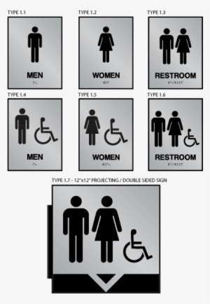 Ada Restroom Signs - Acrylic Glow In The Dark Restroom Braille Sign - 9"h #3543646