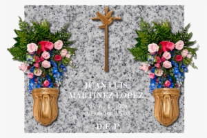 Lápida En Granito Gris Quintana Con Figura De Bronce - Recuerdo Frases De Difunto #3543950